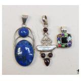 Sterling Silver Pendants / 3 Pieces
