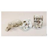 Glazed Dog Figurines / 3 Pc