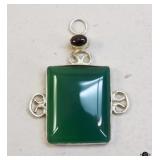 Sterling Silver Green Onyx Pendent