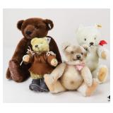4 Steiff Stuffed Bears (one is signed)