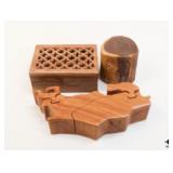 Wood Puzzle & Trinket Boxes / 3 pc