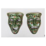 Painted Brass Tragedy & Comedy Masks / 2 Pc