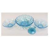 Blue Glass Bowls + / 4 Pc