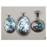 Sterling Abalone Pendants / 3 pc