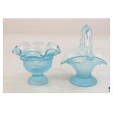 Satin Glass Basket and Compote