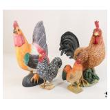 Rooster Figurines / 4 Pc Rooster Figurines / 4 Pc