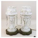 Pair of Lustre Style Mantel Lamps with Prisms Pair of Lustre Style Mantel Lamps with Prisms