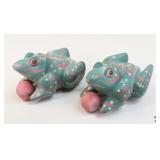 Hand-Carved Wood Rolling Frogs / 2 Pc Hand-Carved Wood Rolling Frogs / 2 Pc