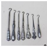 7 Sterling Silver Button Hooks 7 Sterling Silver Button Hooks