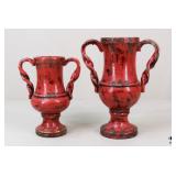 Glazed Double-Handled Rusted Urns / 2 Pc Glazed Double-Handled Rusted Urns / 2 Pc