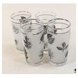 Silver Leaf Frosted Juice Glasses / 8 Pc Silver Leaf Frosted Juice Glasses / 8 Pc
