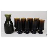 Tiffin Franciscan Madeira Smoke Goblets & Carafe Tiffin Franciscan Madeira Smoke Goblets & Carafe