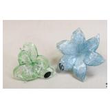Murano Art Glass Floral Figurines / 2 Pc Murano Art Glass Floral Figurines / 2 Pc