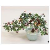 Carved Stone Leaf Tree In Ceramic Planter Carved Stone Leaf Tree In Ceramic Planter