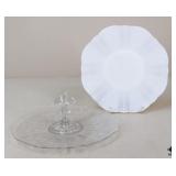 Etched Glass Serving Tray/Monax Glass Plate/2Pc Etched Glass Serving Tray/Monax Glass Plate/2Pc