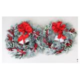 Frosted Christmas Wreaths / 2 Pc Frosted Christmas Wreaths / 2 Pc