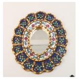 Small Peruvian Painted Glass Mirror Small Peruvian Painted Glass Mirror