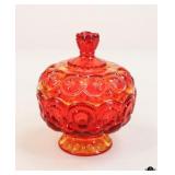 L.E. Smith Amberina Moon & Stars Candy Dish