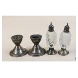 Sterling Weighted Candle Holders & Salt & Pepper