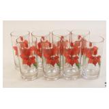 Block Highball Poinsettia Glasses / 8 Pc