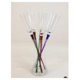 Glass Floral Champagne Set