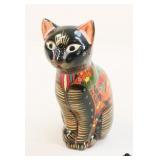 Painted Terra Cotta Cat Figurine