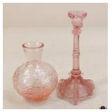 Pink Depression Glass / 2 Pc
