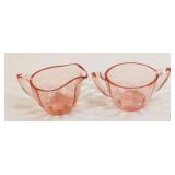 Depression Glass Cream & Sugar Set / 2 Pc