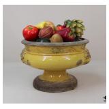 Centerpiece Bowl W/Wood & Resin+ Fruit/Vegetables