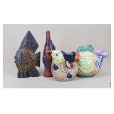 Fish Design Cookie Jar, Pitcher + / 4 Pc