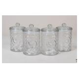 Rooster Design Glass Canisters / 4 Pc