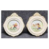 Pair of Hand Painted Ceramic Pictures