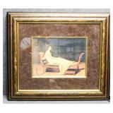 "Girl on Settee" Print Custom Framed