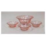 Pink Glass Bowls / 4 pcs