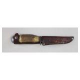 Ideal Products 3.75" Antler Hilt Knife w/ Sheath