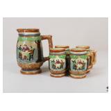 Porcelain Mugs & Pitcher / 5 pc