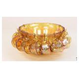 Carnival Glass Punch Bowl Set