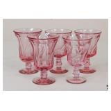 Fostoria Pink Sweet Swirl Iced Tea Glasses / 5 pc