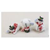 Porcelain Snowman Figurines / 3 pc