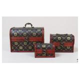 Wood & Floral Nesting Treasure Chests / 3 Pc