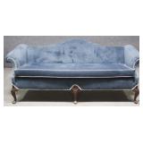 Victorian Style Blue Velvet Sofa