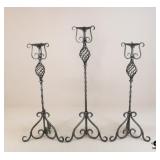 Tall Metal Candle Holders / 3 Pc