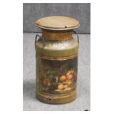 Vintage Painted Metal Milk Can
