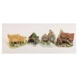 David Winter Cottage + Figurines /4 Pc
