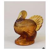 Amber Glass Turkey Candy Dish