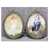 Pinkie & Blue Boy Prints Vintage Metal Frames/2 Pc