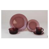 Purple/Amethyst Textured Glass Dish Set 33pc
