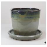 Glazed Pottery Planter & Saucer