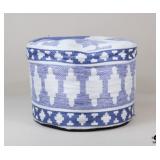 Blue / White Pouf Style Ottoman