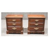 Pair of 3 Drawer Nightstands